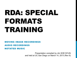RDA: Special Formats training - TPOT