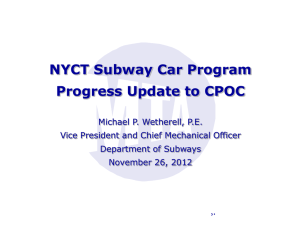 Subway Car Program Update