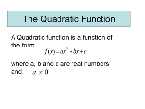 The Quadratic Function