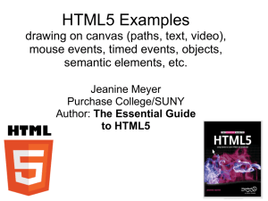 HTML5 logo on canvas, dragging objects, bouncing video, origami