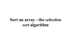 Sort an array - the selection sort algorithm