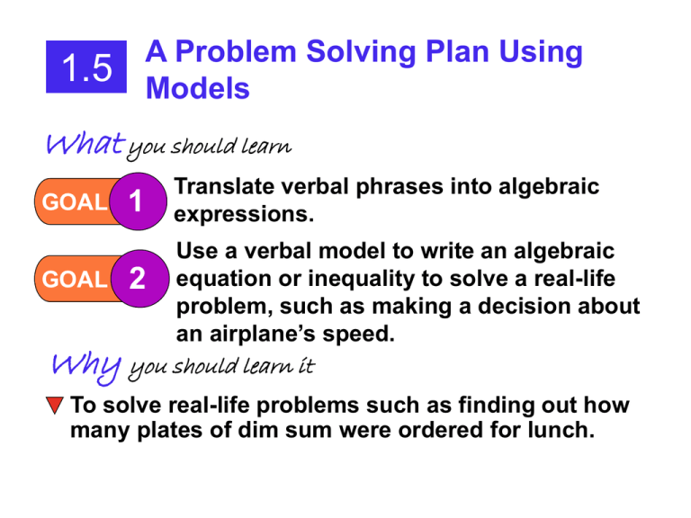 a problem solving plan using models
