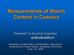 Measurements of Starch Content in Cassava