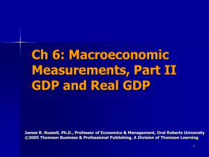 Ch 6: Macroeconomic Measurements, Part II GDP and Real GDP