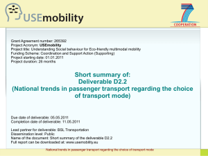 National trends in passenger transport regarding the
