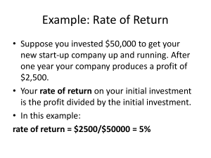 Example: Rate of Return
