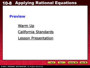 10-8 Applying Rational Equations