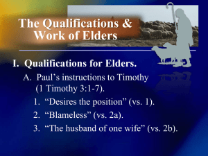 The Qualifications & Work of Elders