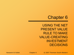 NPV and Value Creation chapter 6