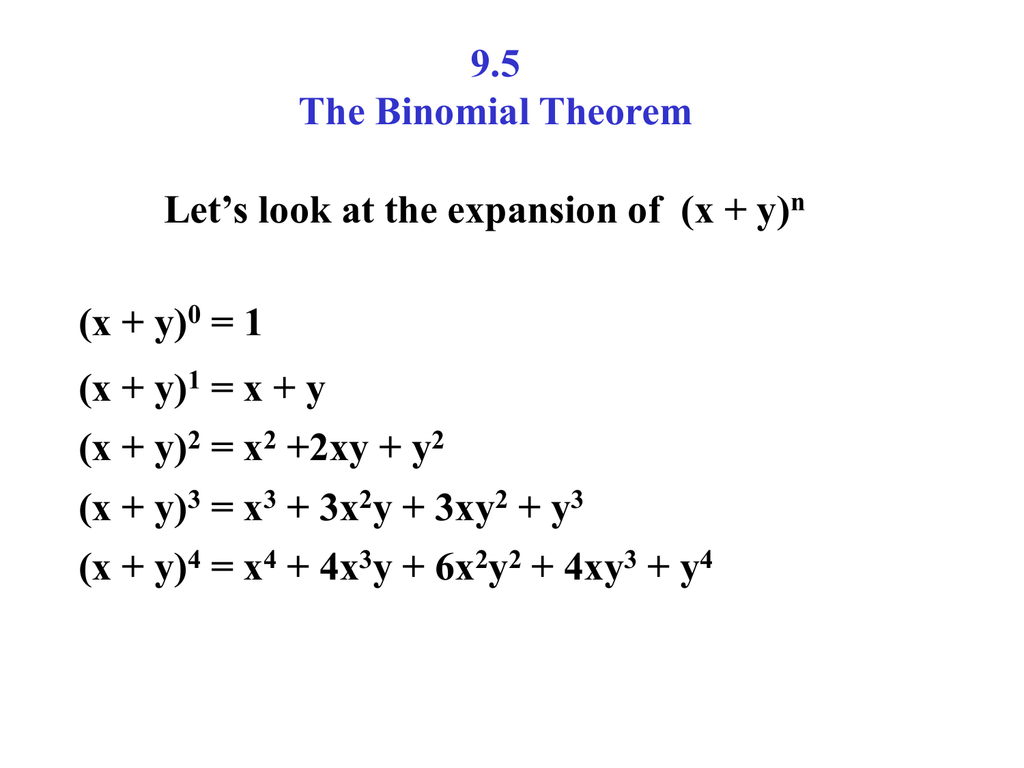 9 5 The Binomial Theorem