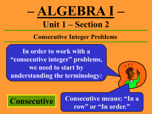 consecutive integers - Algebra 1 -