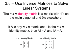 3.8 – Use Inverse Matrices to Solve Linear Systems