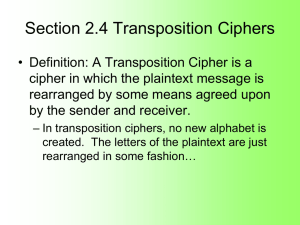 Section 2.4 Transposition Ciphers