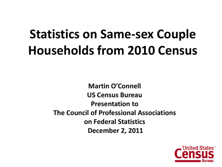 Statistics On Same Sex Couple Households From 2010 Census
