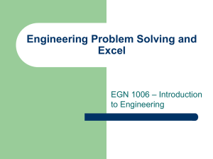 EGN1006 - Excel - Basics and Formulas