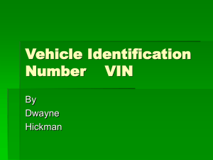 Vehicle Identification Number VIN