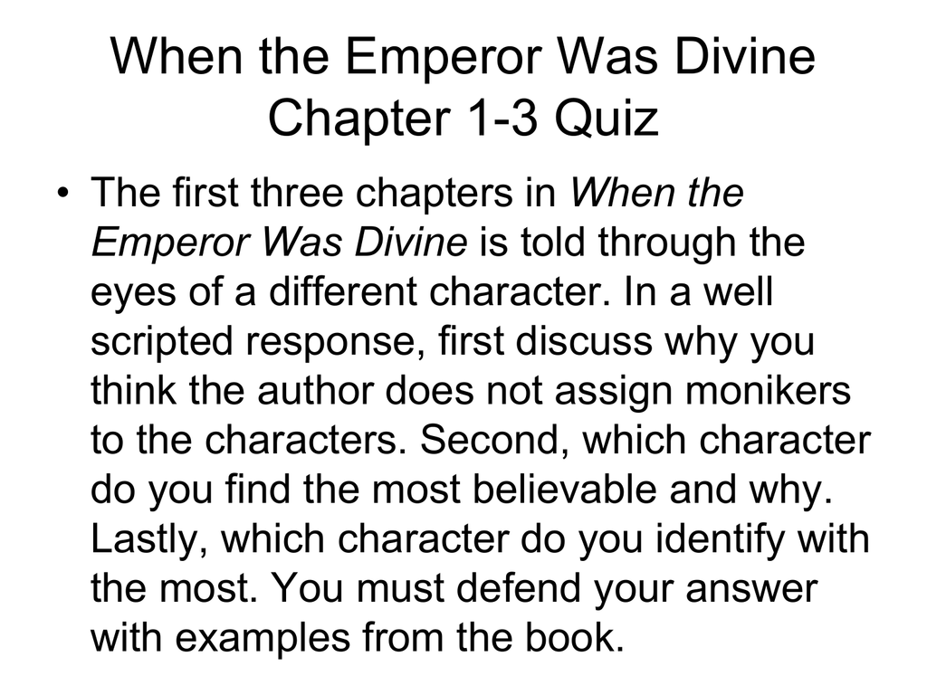 When The Emperor Was Divine Analysis