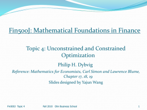 Unconstrained and Constrained optimization