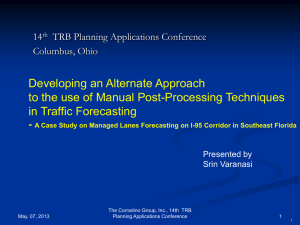 Traditional Approach - 15th TRB National Transportation Planning