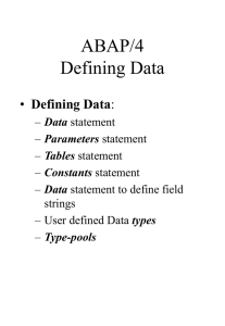 ABAP/4 Defining Data