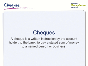 Cheques - Ulster Bank MoneySense at Home