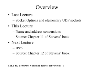 TELE 402 Lecture 6: Name and address conversions