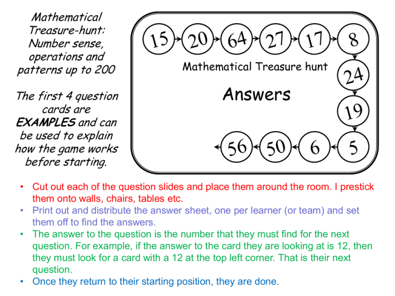 mathematical treasure hunt in problem solving and reasoning example