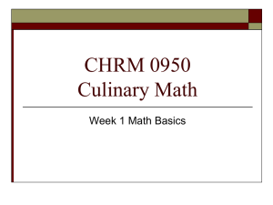 CHRM 1010 Culinary Math
