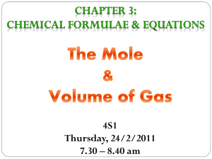 Mole & Volume of Gas