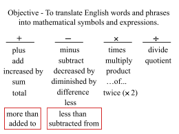 What Words Tell Us to Add Subtract Multiply and Divide