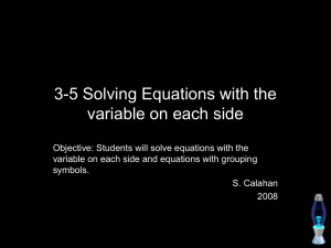 3-5 Solving Equations with the variable on each side