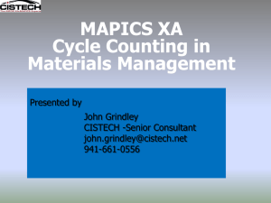 MAPICS Cycle Count 6.0-7.8 and 9.0