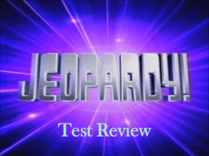 Test 1 Review Jeopardy