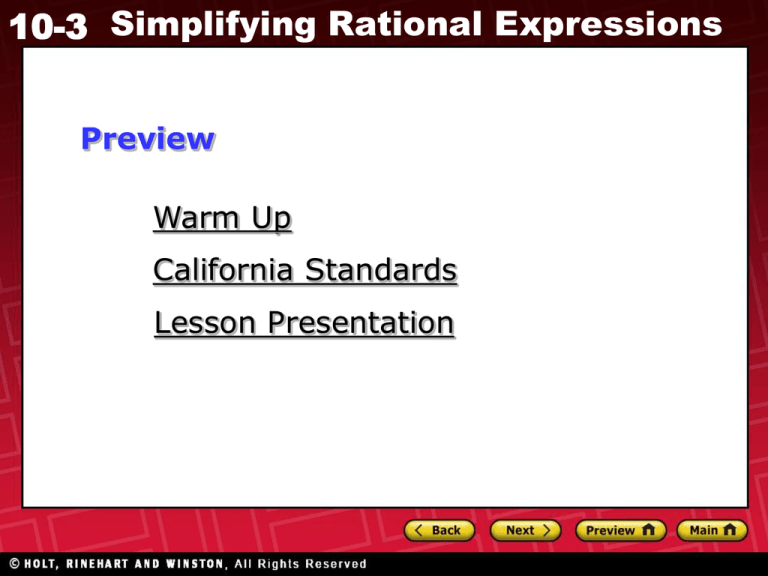 10 3 Simplifying Rational Expressions