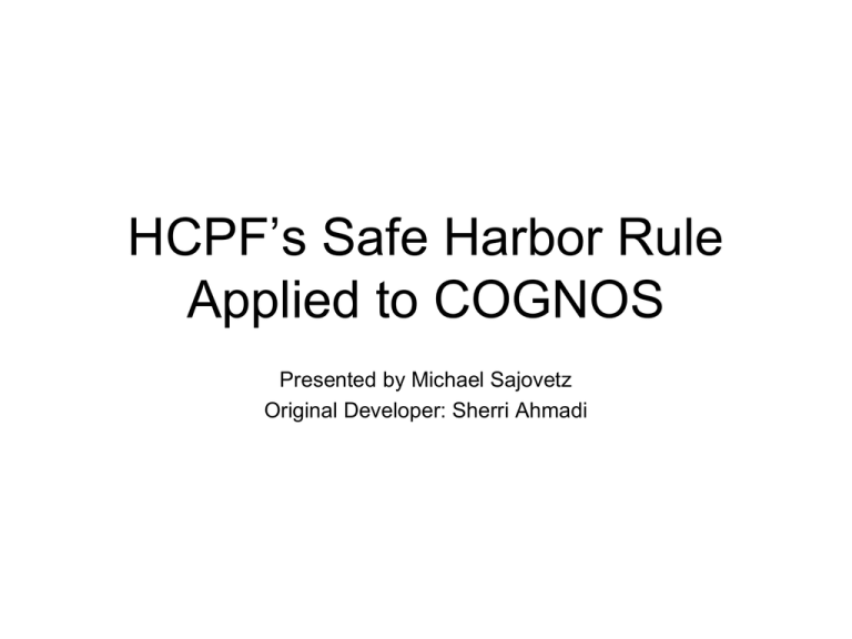 safe-harbor-rule-in-cognos