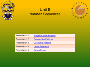 Unit 8 Number Sequences