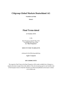 Citigroup Global Markets Deutschland AG Final Terms dated