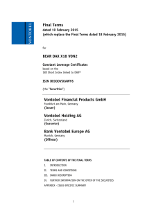 Final Terms Vontobel Financial Products GmbH Vontobel