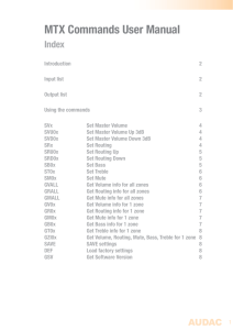 MTX Commands User Manual Index