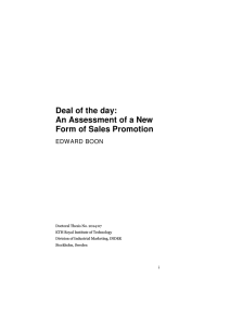 Deal of the day: An Assessment of a New Form of Sales