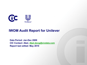 IWOM Audit Report for Unilever - CIC - Internet Word of Mouth