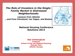 The Role of Investors In Single-Family Market in Distressed