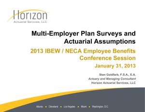 Multi-Employer Plan Surveys and Actuarial Assumptions 2013 IBEW