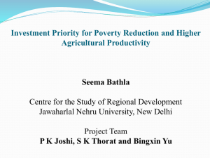 Investment Priority for Poverty Reduction and Higher Agricultural