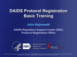 DAIDS Protocol Registration Basic Training