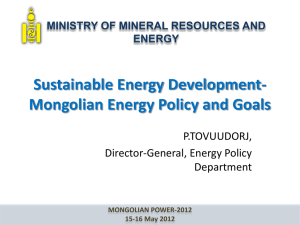 Sustainable energy development and Mongolian policy, goals