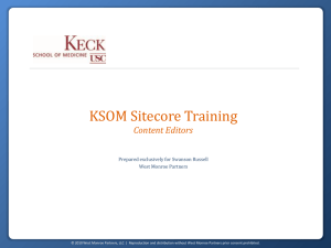 KSOM Sitecore Training - Content Editors