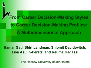 Career Decision Making Profile - The Hebrew University of Jerusalem