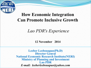 Regional Economic Integration and Inclusive Growth in Lao Peoples