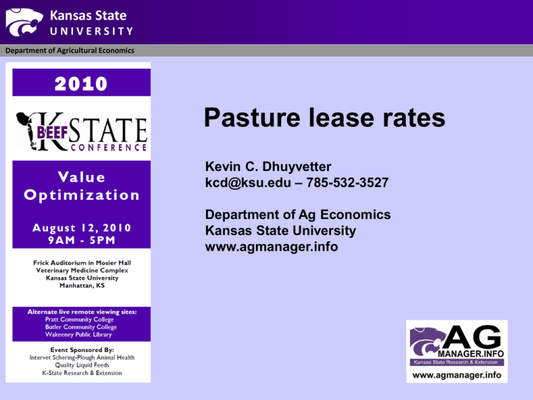 Pasture Lease Rates Kansas State University